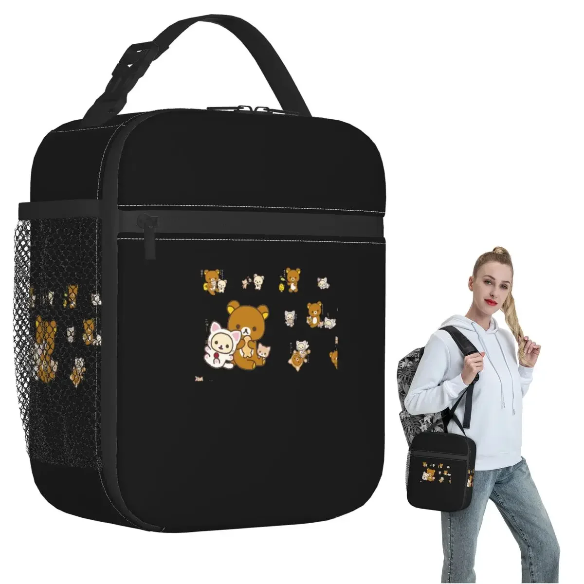 Rilakkuma Sakura Insulated Lunch Bag for Women Kids Portable Food Boxes Thermal Lunch Box Tote