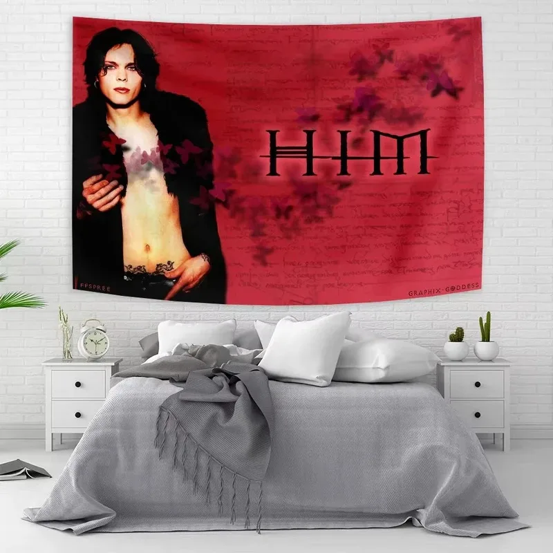 VIKAMA Band Vintage-Wandteppich, Dekor, modernes Wandbehang-Kunstwerk, Schlafzimmer, Wohnzimmer, Schlafsaal, Party-Hintergrund, Banner, Wanddekoration