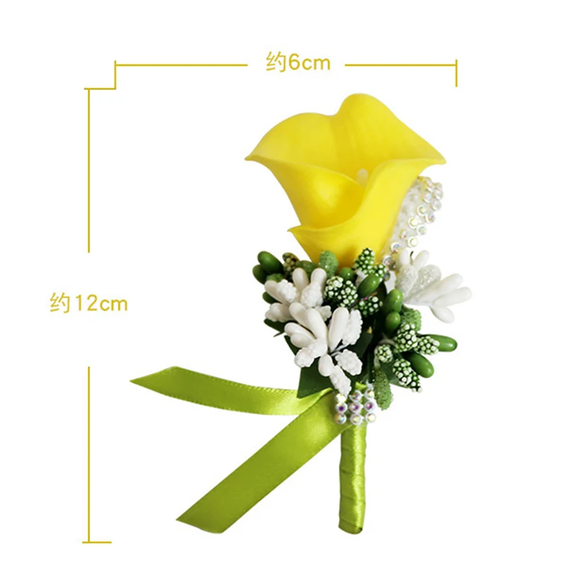 عريس الزفاف الاصطناعي زهرة Boutonniere العريس كورسيج بيري بروش كالا كليب على دعوى كورسج الزفاف ديكور حفلات