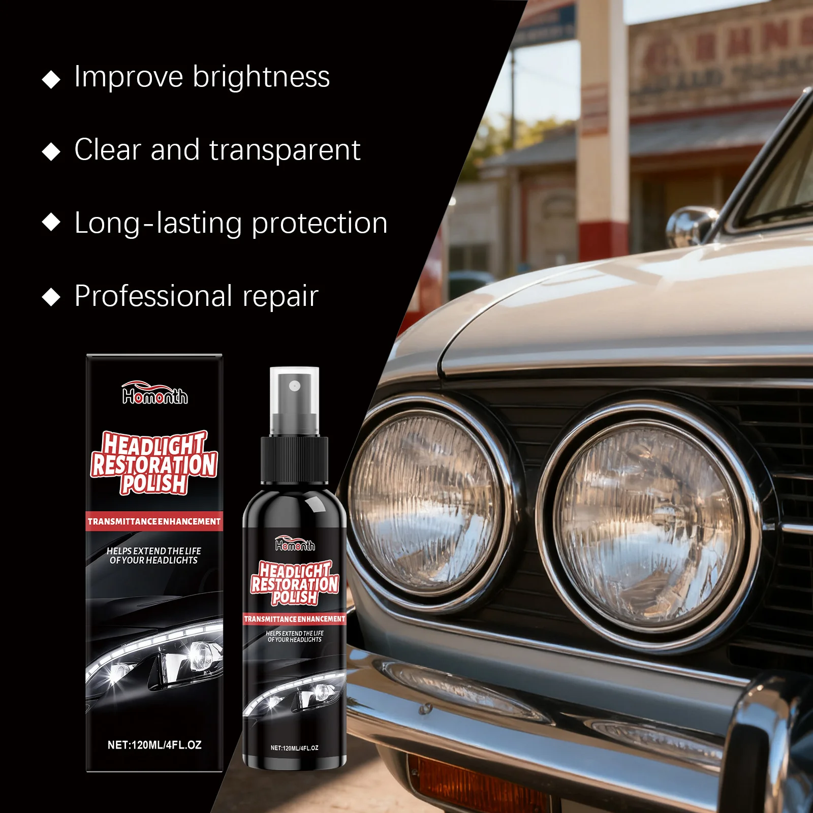 Professional Car Headlight Restoration Clean Spray Oxidation Restores Clarity Improve Polish Portable Auto Headlamp Repair Agent