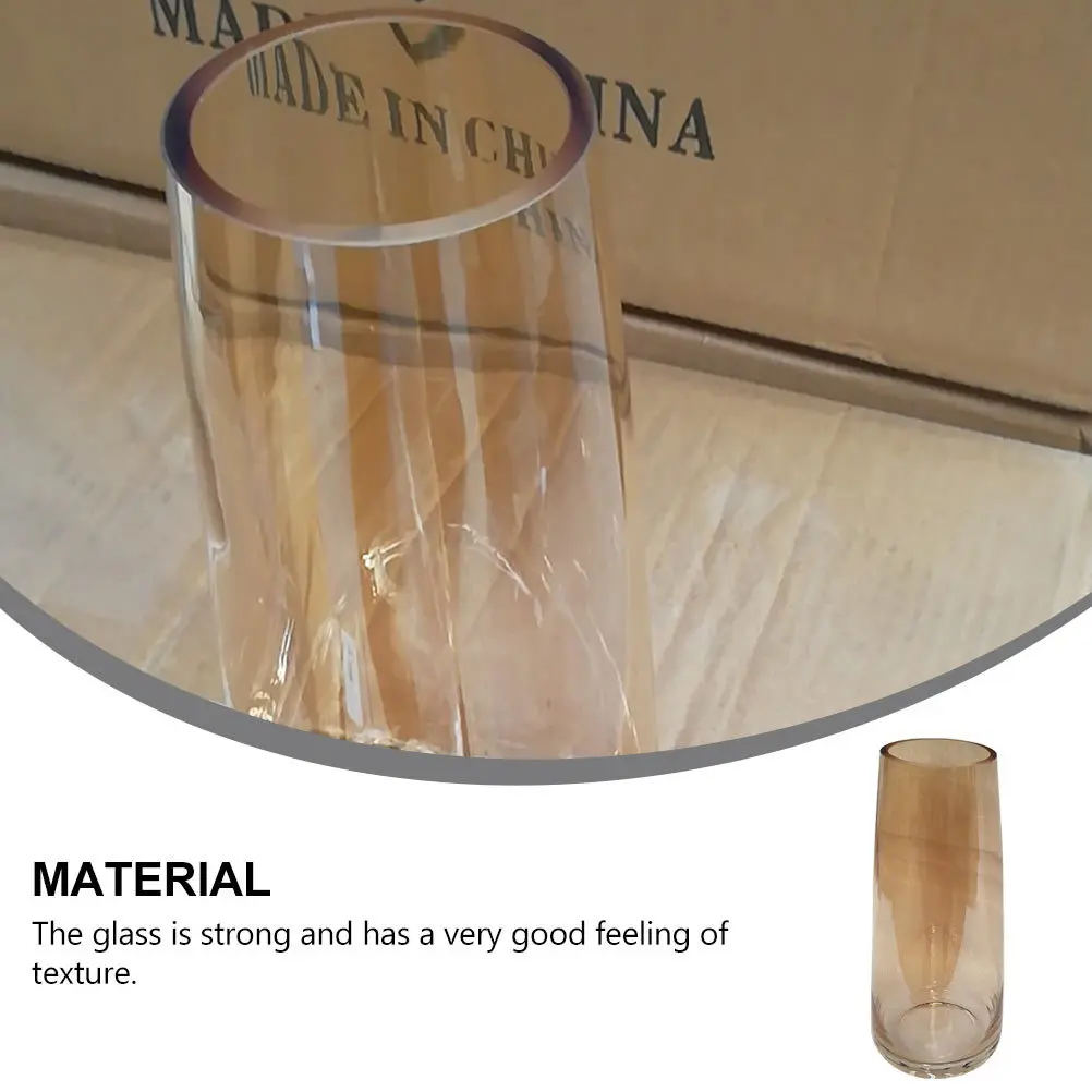 

1Pcs Glass Vase Amber Nordic Style Transparent Flower Container Home Decor Smooth Bottle Mouth Thickened Bottom
