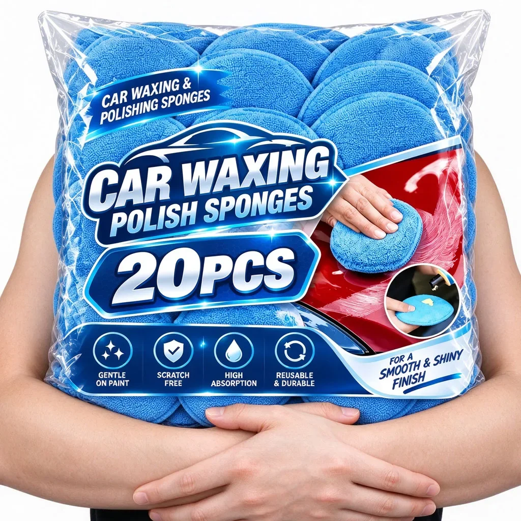 Car Detailing Applicator Pads Car Care Waxing Polish Sponges Soft Microfiber Round Pocket Foam Sponges Car Cleaning Tools