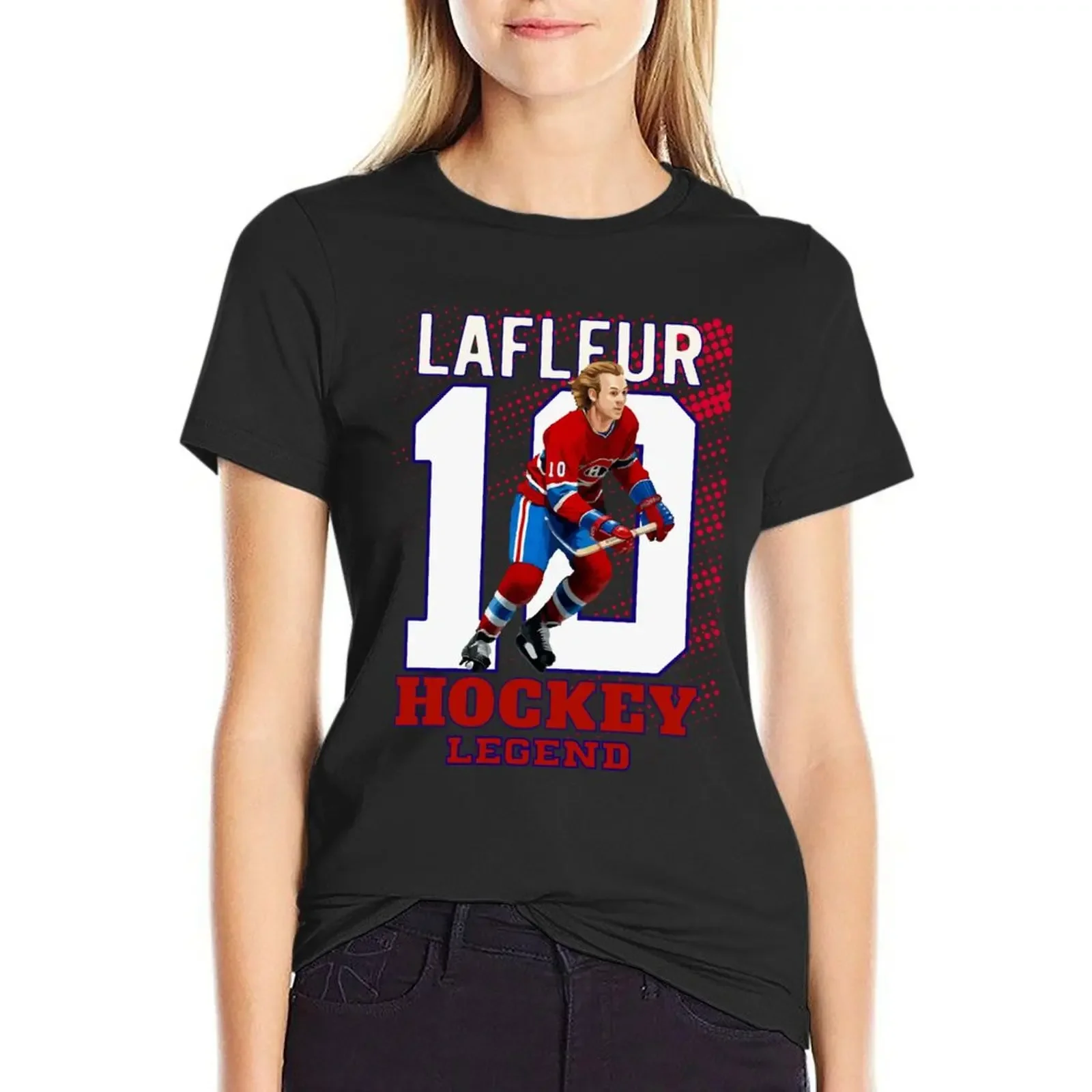 

Guy Lafleur 10 Canadian Hockey Legend Classic T-shirt cute tops lady clothes Short sleeve tee T-shirt Women