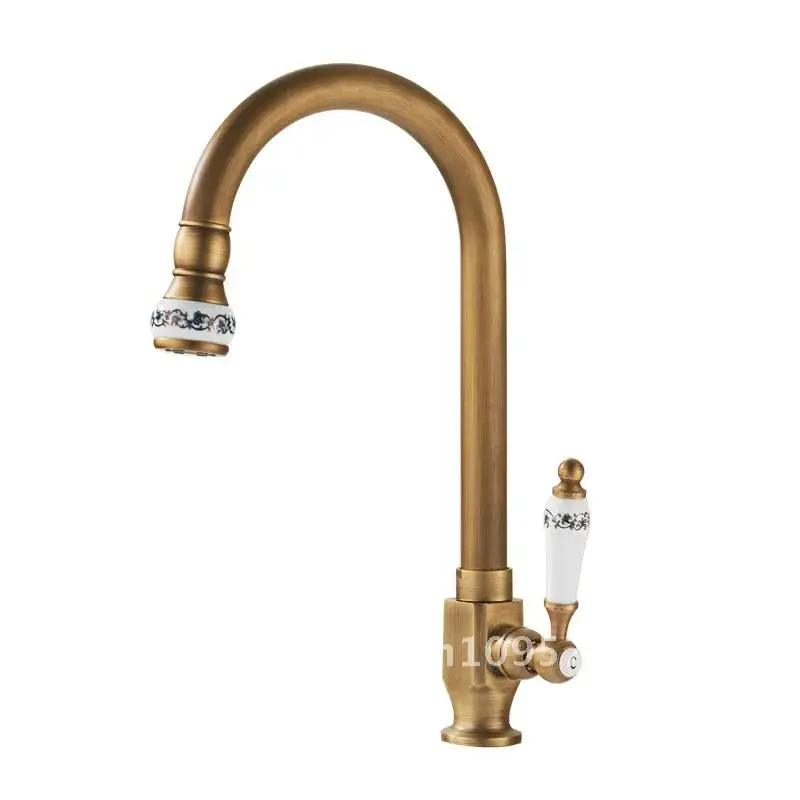 

Kitchen Faucet Single Cooling Antique Brass Balcony Sink 360°Swivel Vanity Spout Faucet Tap Cold Water Rotate Only