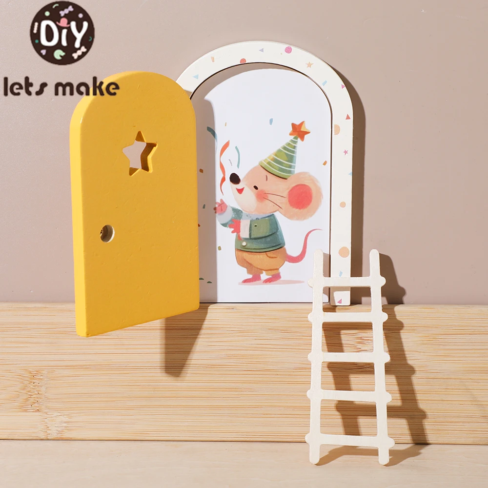 Baby Photography Props Cartoon Elf Door Room Decoration Dollhouse Mini Home Decorations Wood Fairy Tale Elf Door Decoration