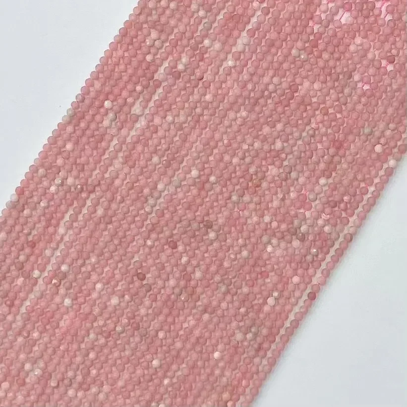 Natura Chinese Pink Opal Gemstone Round Facted Loose Beads For Women DIY Jewelry Making Bracelet Necklace Fashion Trendy 38cm