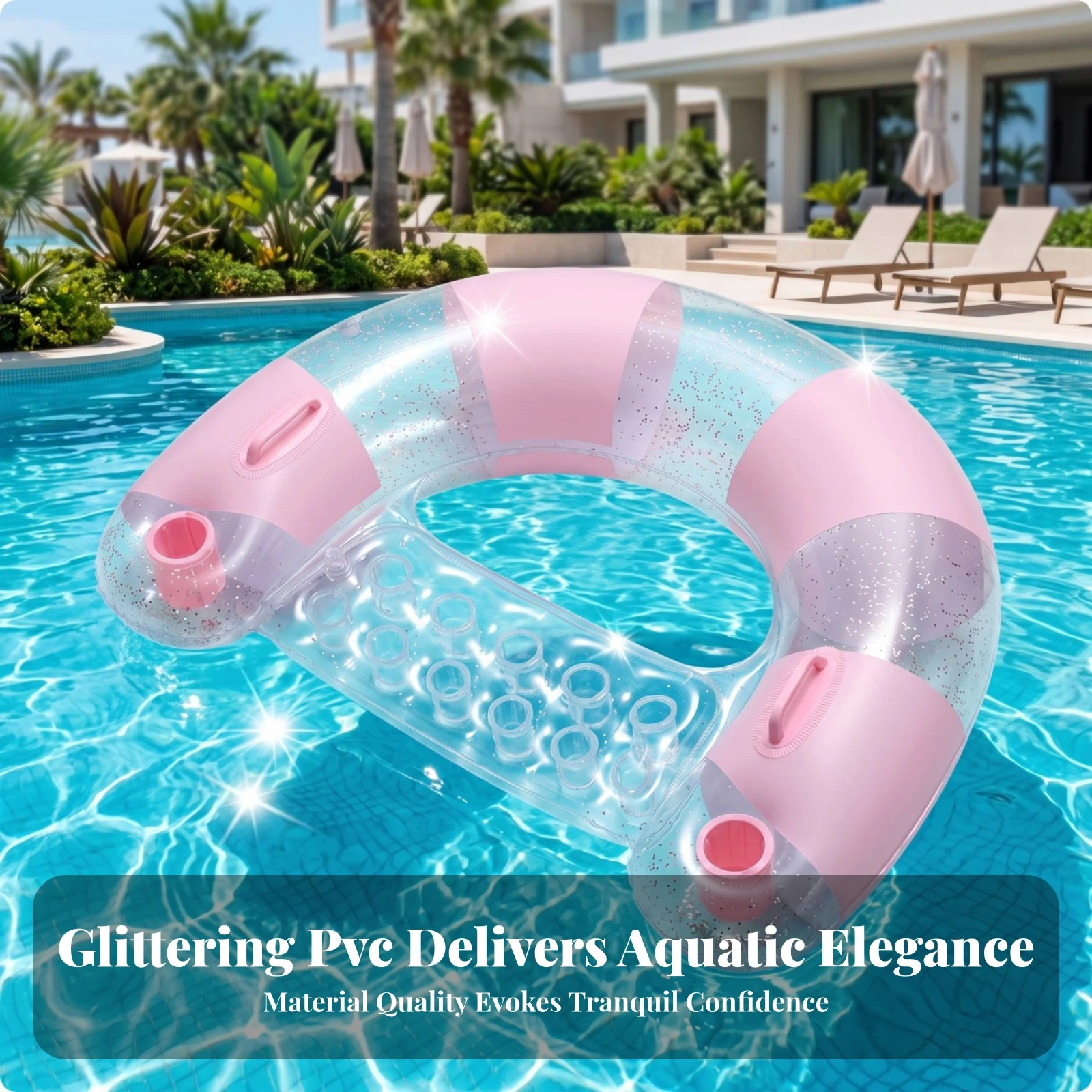 Inflatable Pool Lounger Cooling U-Shaped Pool Flotation Device Inflatable Water Lounge Long-Lasting U-Seat Flotation Device