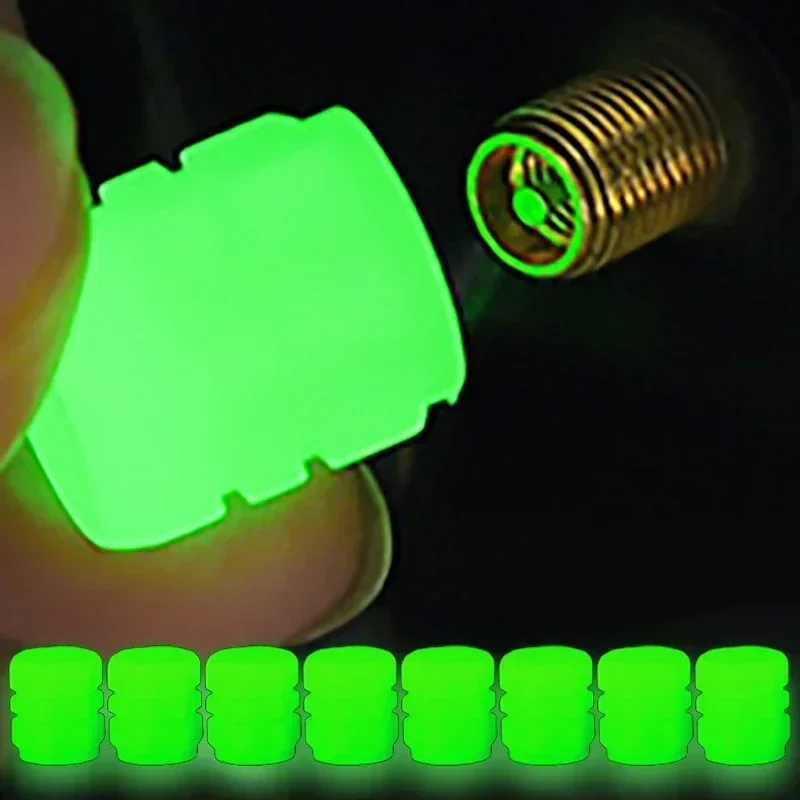 Car Luminous Tire Valve Caps Fluorescent Night Glowing Motorcycle Bicycle Bike Wheel Tyre Hub Valves Stem Cap Decor