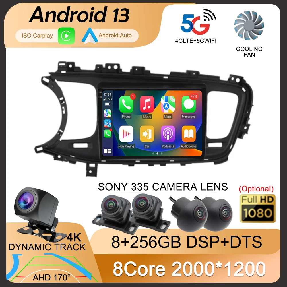 

Android 13 Carplay Auto Car Radio For Kia K5 Optima 2011 2012 2013 2014 2015 4G Multimedia Video Player Navigation GPS Head Unit