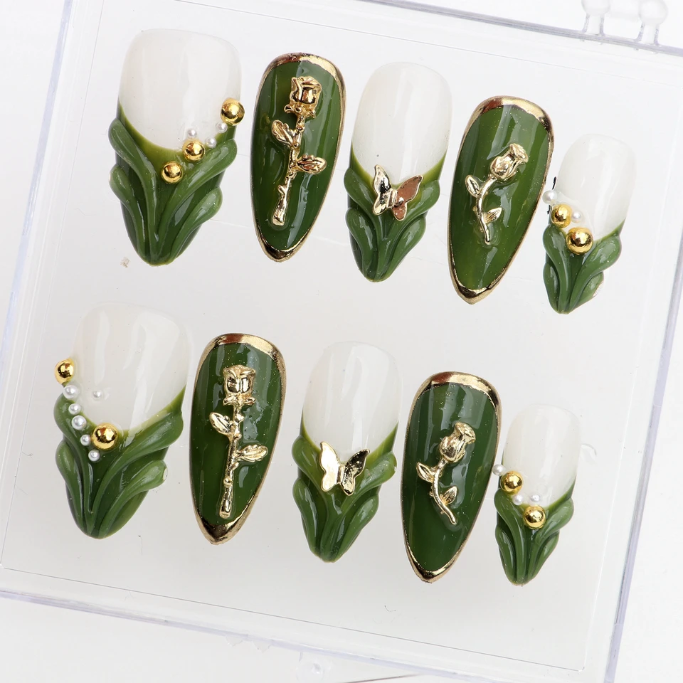 10 uñas personalizadas con adhesivo, uñas postizas para cumpleaños, eventos, fiestas, diseño con adhesivo y lima 4