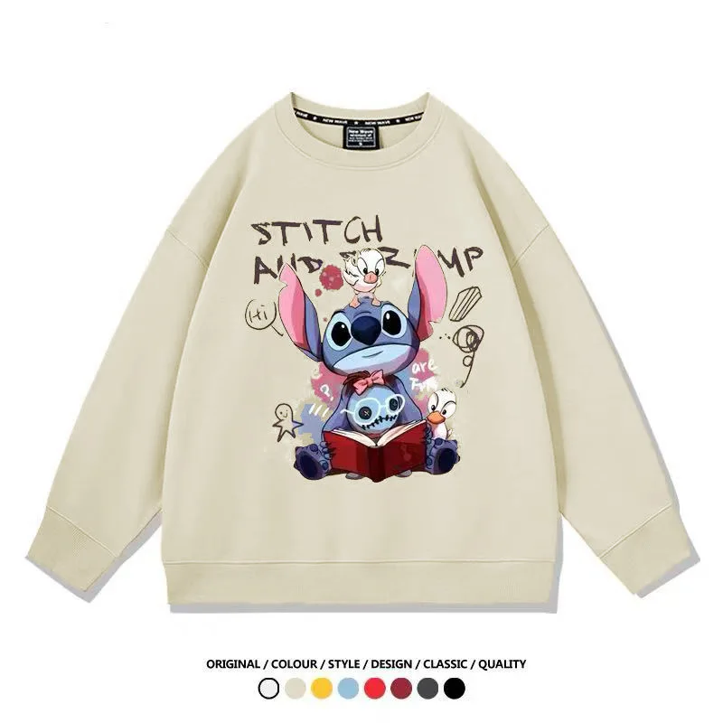 MINISO جديد جولة الرقبة طويلة الأكمام البلوز الكرتون فضفاضة عارضة الأزياء اليابانية للجنسين المطبوعة أعلى #3