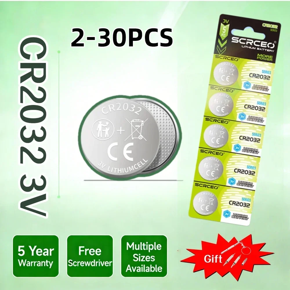 2-30PCS CR2032 Button Battery 3V Lithium Battery For Watch Toy Calculator Car Remote Control Button Coin Cell