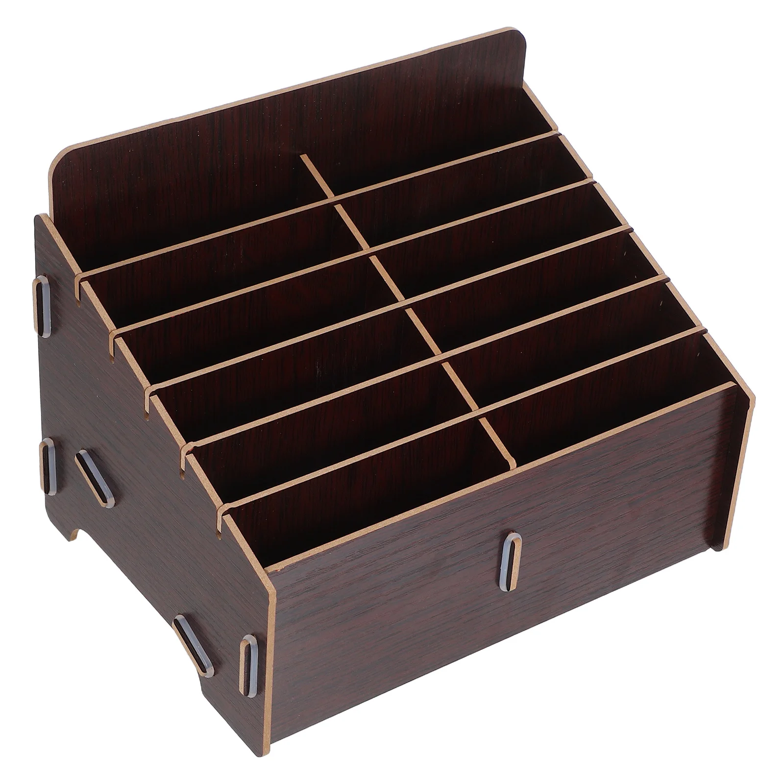 

12 Compartments Wooden Phone Storage Box Desktop Mobile Holder Multifunctional Desk Caddy For Office School Repair Shop Wood