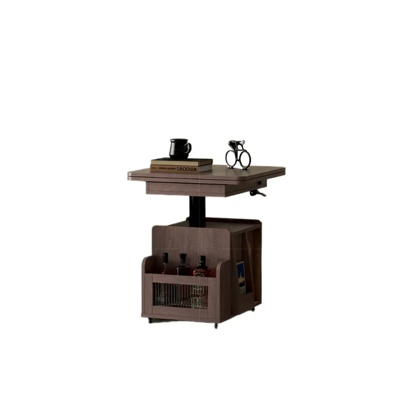 

Medieval solid wood lifting coffee table, dining table dual-purpose foldable small apartment living room multi-functional