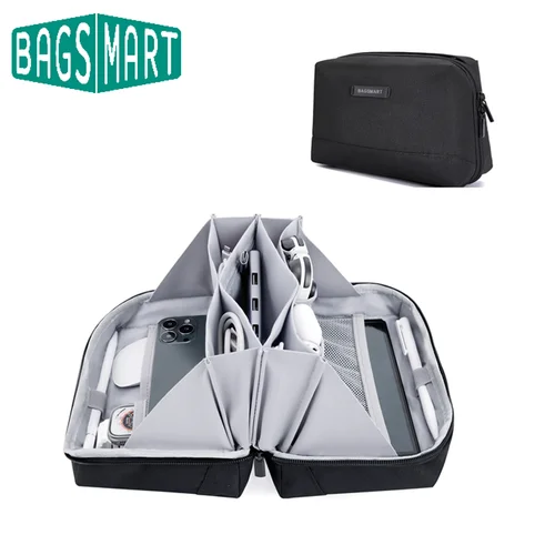 BAGSMART 남녀공용 휴대용 충전기 전자 보관함, 여행용 필수 보관함, 와이어 보관함, 여행 액세서리 