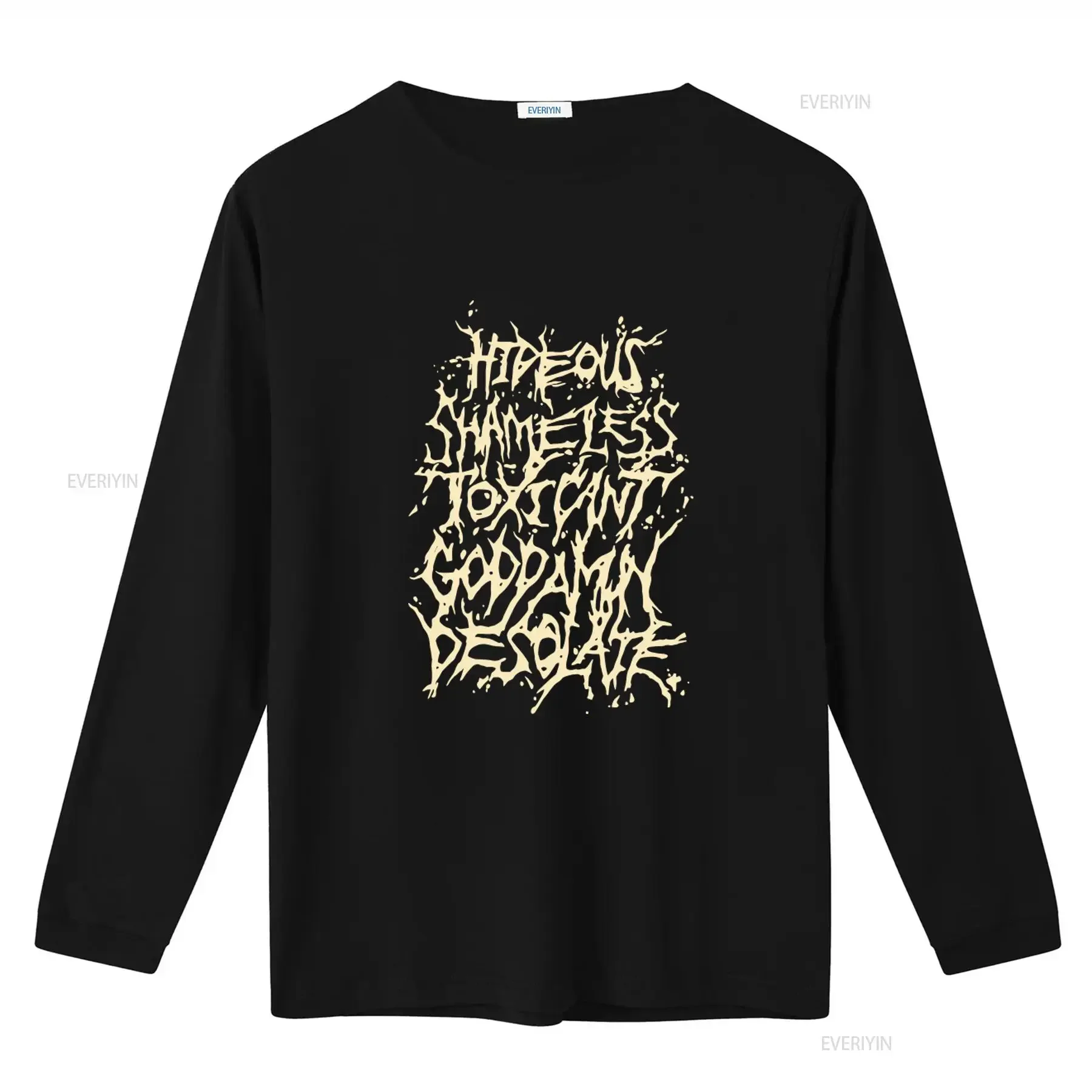 CATTLE DECAPITATION 'Alone At The Landfill' Gothic Text Print T Shirt for Men vintage Washed Slightly Soft streetwear Casual