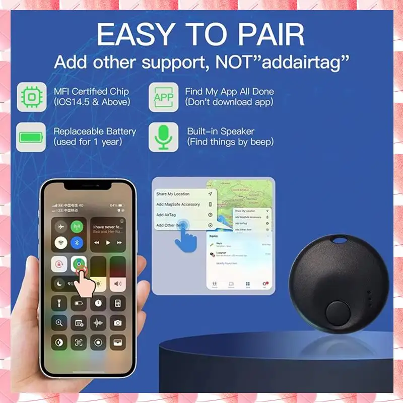 JAJA Mini Smart N Tag rastreador de equipaje inalámbrico funciona con Find My, localizador de artículos para llaves, equipaje, mochila