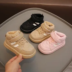 Stivali da neve per ragazzi 2024 nuovi stivali invernali per bambini caldi in peluche scarpe casual in cotone per bambini stivali antiscivolo per ragazze con fondo morbido