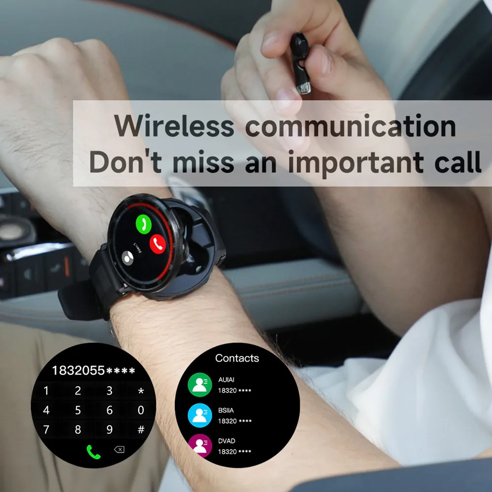Smartwatch with Earphones Inside Wireless Call Sports Fitness Watch for Men NFC Compatible with iPhone Android