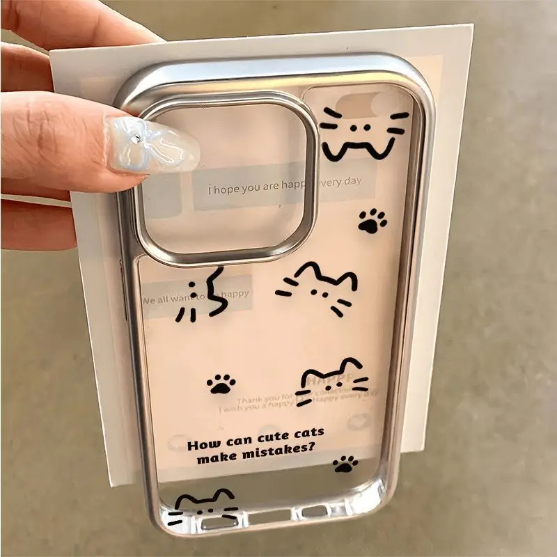 Line cat is suitable for Apple 15PROMAX mobile phone case iPhone15 creative 14PLUS niche 13 soft case 11