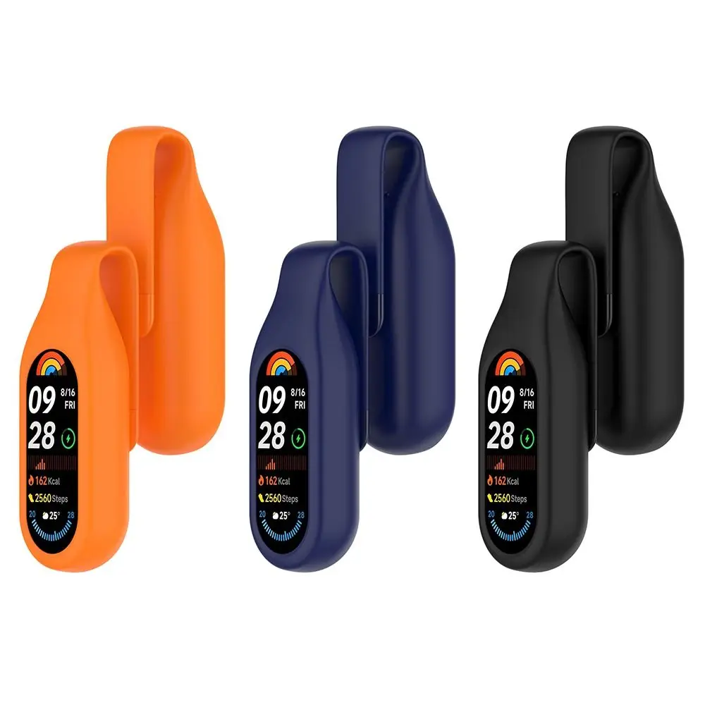 

Сменный силиконовый чехол со стальным зажимом, держатель с пряжкой и защитой от царапин, защита для зажима для часов для Xiaomi Band 10, 9, 8,