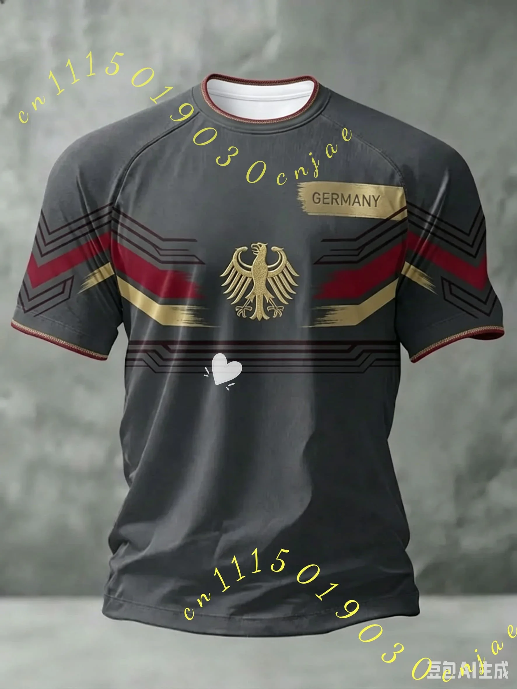 2026 Deutschland Fußballtrikot Unisex Kurzarm 3D-Druck V-Ausschnitt Fußball-T-Shirt Lässige Sport-Oberteile Familien-Kinder-Tees Atmungsaktiv – Detail 2
