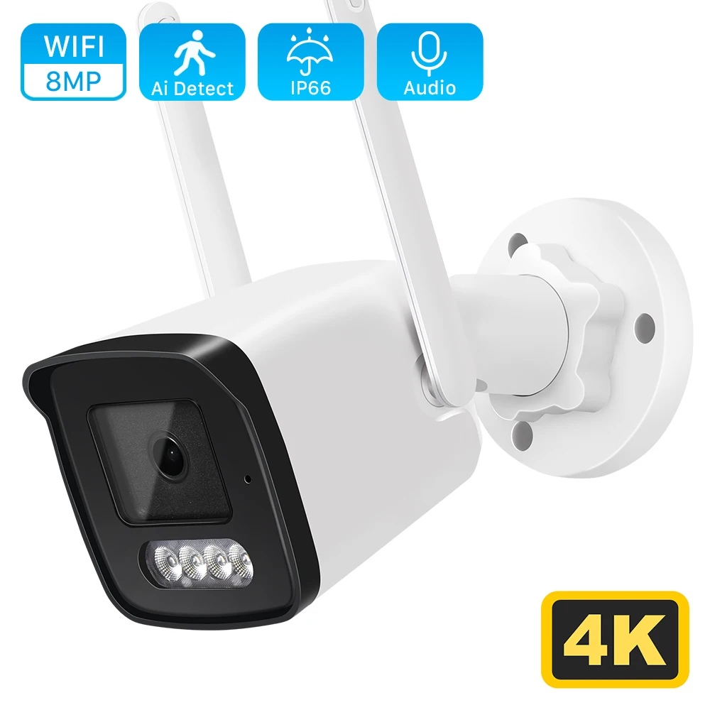 

8MP 4K 1080P Wifi Camera Outdoor AI Huaman Detection Two Way Audio IP Camera Color Night Vision CCTV Bullet Camera ICSee App