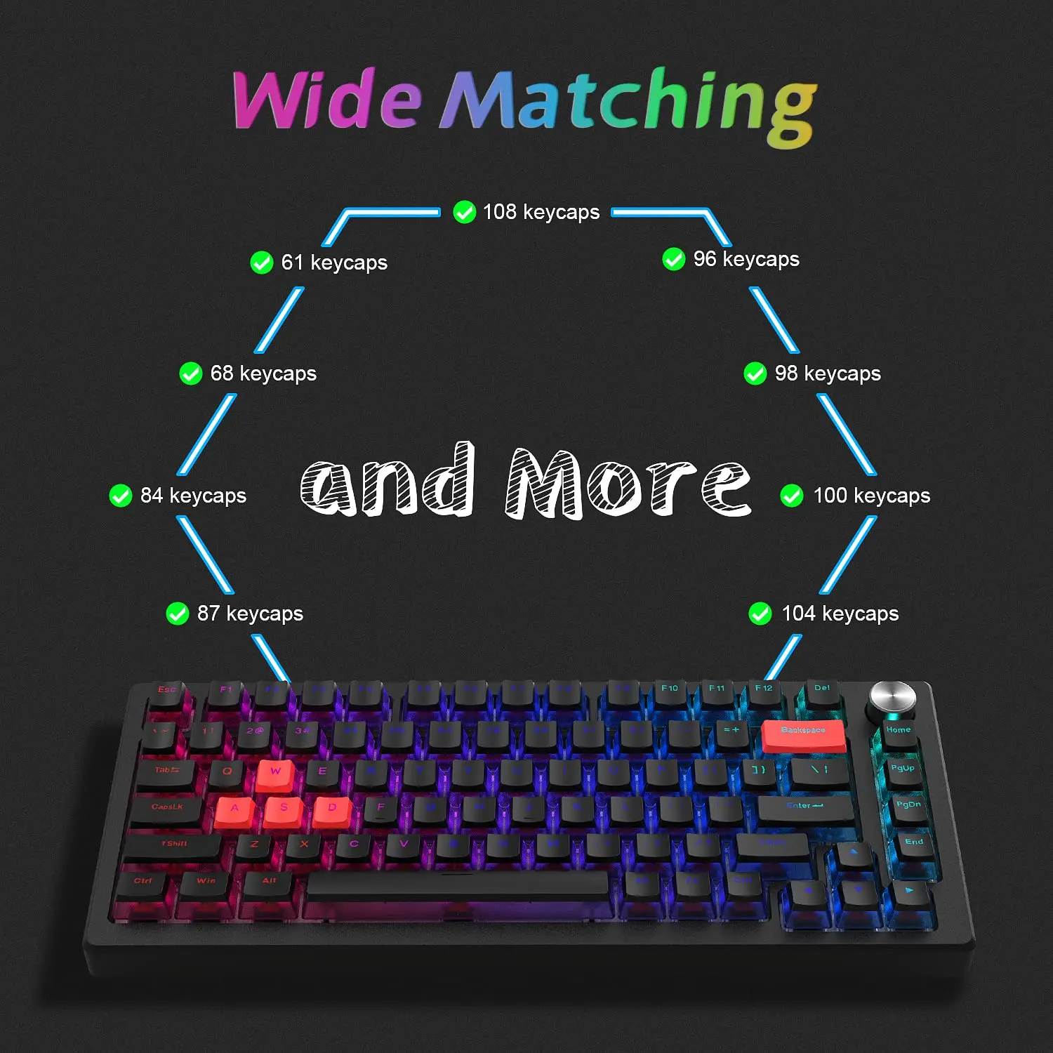 165 Key Pudding PBT Keycaps Custom Black Double Shot Keycap OEM Profile for 100%, 75%, 65%, 60% Gaming Mechanical Keyboard - Image 2