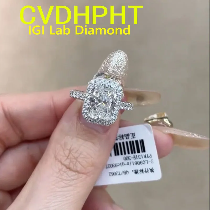 

Au750 Solid 18K White Gold Ring IGI Lab Growing Diamond Ring Radiant D vs1 Diamond wedding ring Engagement Ring