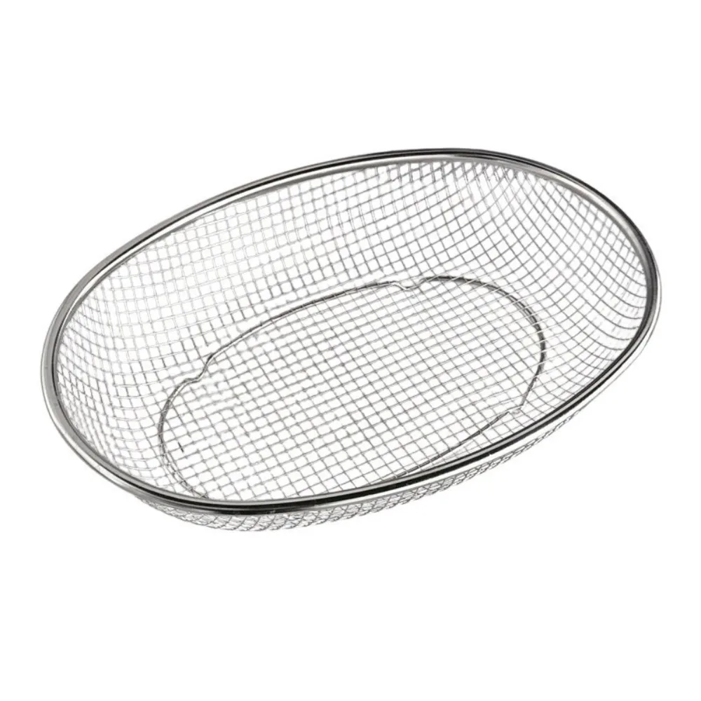 

Oval Shape Stainless Steel Fruit Basket Large Capacity Multifunctional Vegetable Draining Tray Heavy Duty Quickly Dry