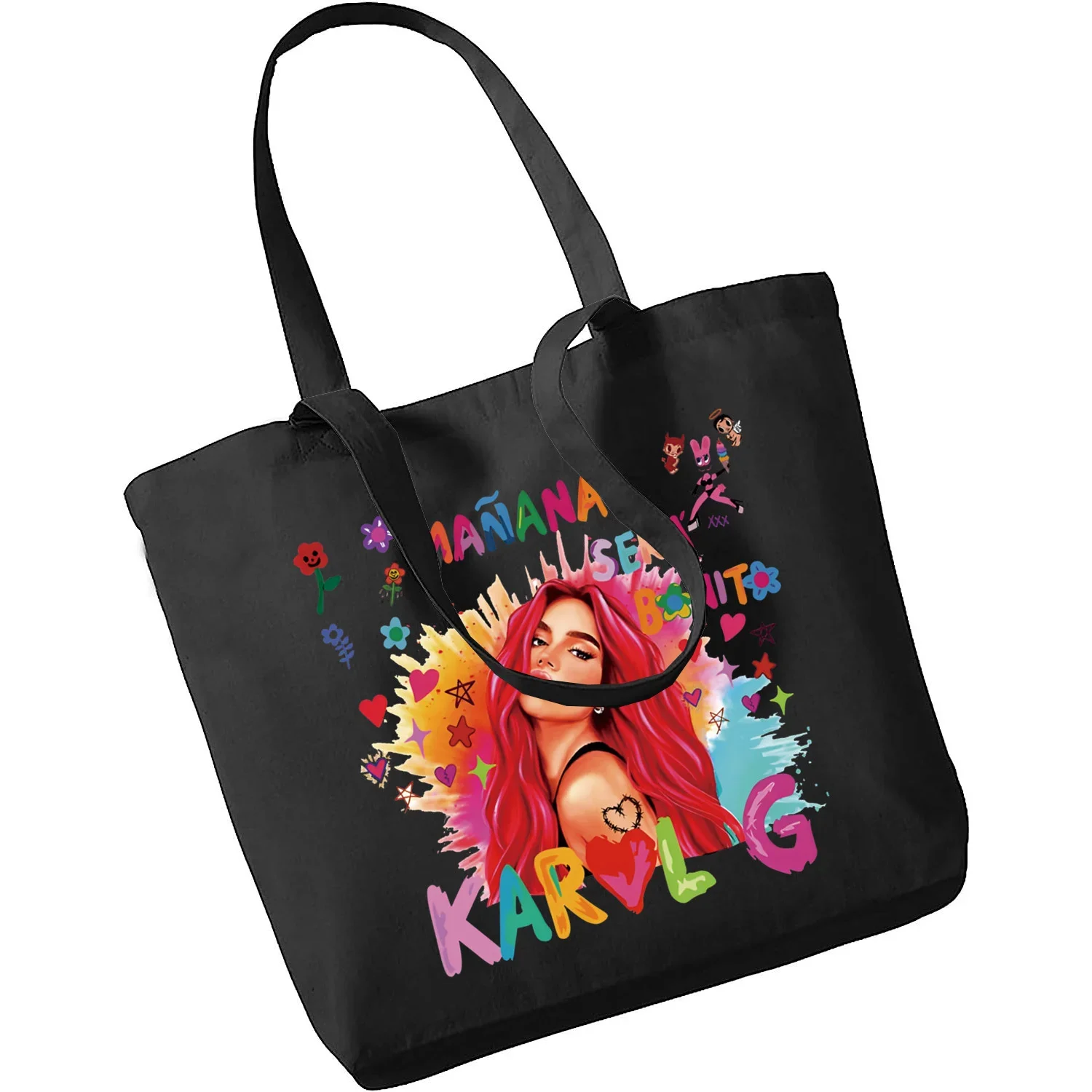 Karol G Bichota Manana Sera Bonito Music Singer Tote Bag Unisex Canvas Bags Shopping Bags Printed Casual Shoulder Bag Foldable