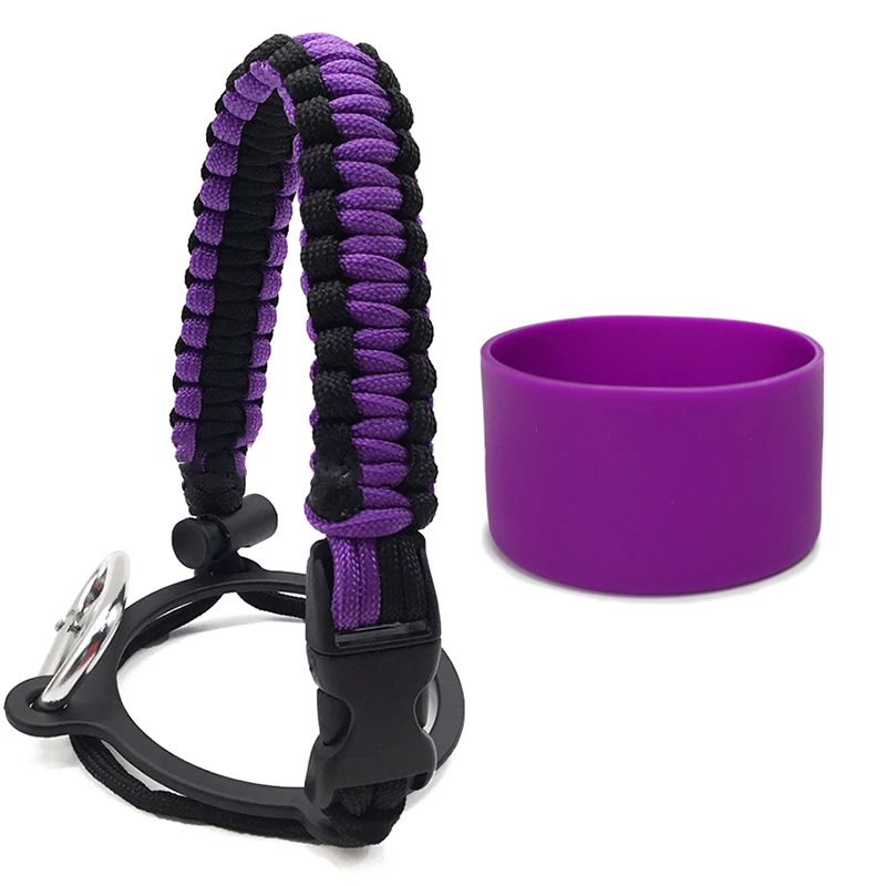 【xxx】Silicone Non-Slip Base Cover Paracord Hand-Woven Water Cup Carrying Strap[S14]