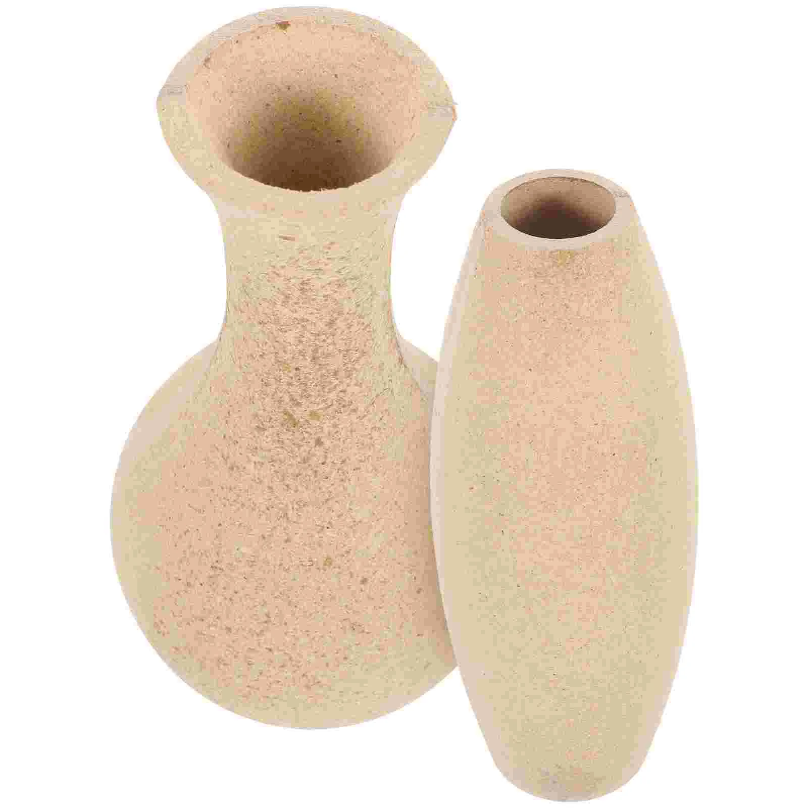 2 Pcs Graffiti Wooden Vase Child Decor Flower Arrangement Vases DIY Rustic Bottle