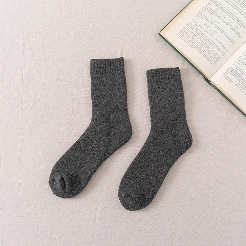 Weather Socks Cozy Winter Socks with Ankle Protection Anti-slip Elastic for Resistance Thick Plush Knitted Mid-tube Thermal