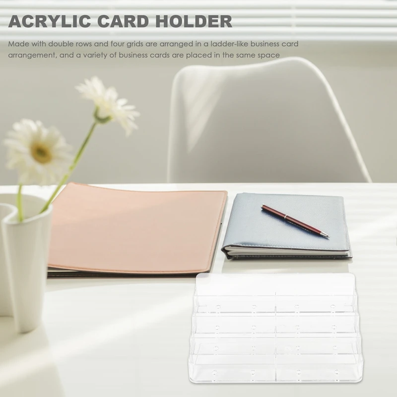 Business Card Holder, 8 Pocket Acrylic Business Card Holder For Desk Business Card Stand Desktop Business Card Holders