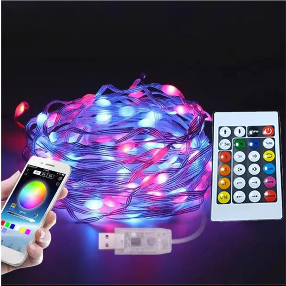 

Dreamcolor Changing LED Bluetooth Fairy Lights App Remote Control 36v RGBIC USB LED Strip Timer-controlled Adjustable