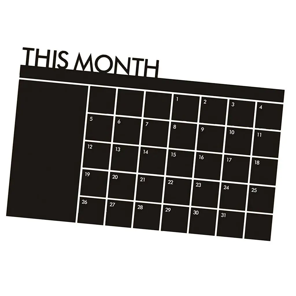 Reusable Wall Decal Sticker for Monthly Schedule Chalkboard Design Easy Apply Black