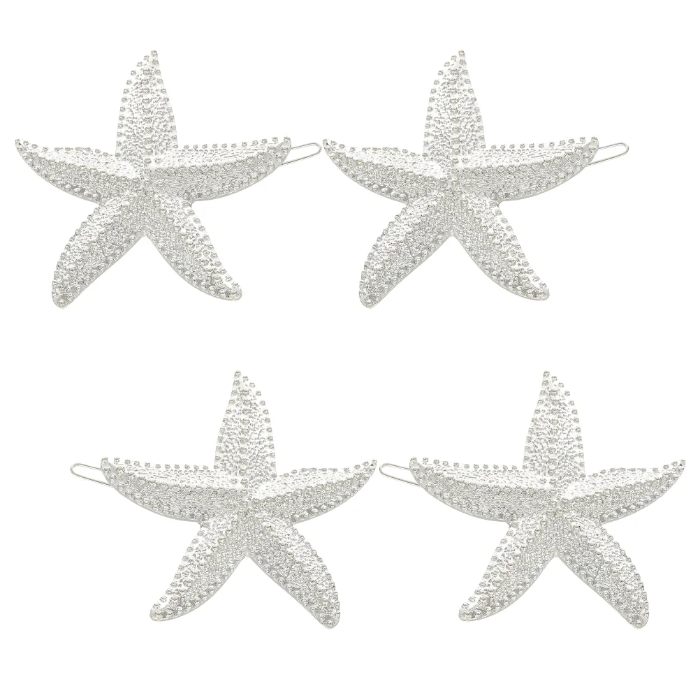 

4 Pcs Womens Barrettes for Hair Claw Clips Girls Headdress Hairpins Silver Miss