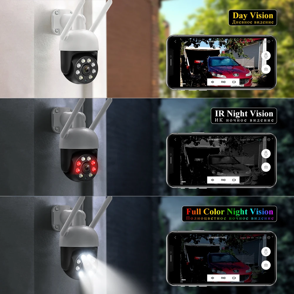 Techage 4MP WIFI IP Camera Two-way Audio Full Color Night Vision Human Detection Wireless IP66 Outdoor PTZ Security Camera