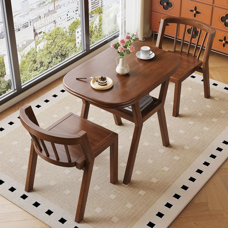 Balcony Household Solid Wood Coffee Table And Chair Three Piece Set Combination Modern Simple Casual Mini Small Sized Table