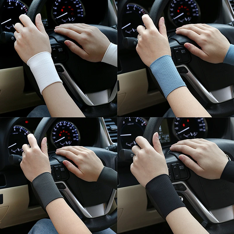 1 par de pulseira elástica respirável verão gelo seda resfriamento absorvente de suor esportes ciclismo correndo alças de pulso