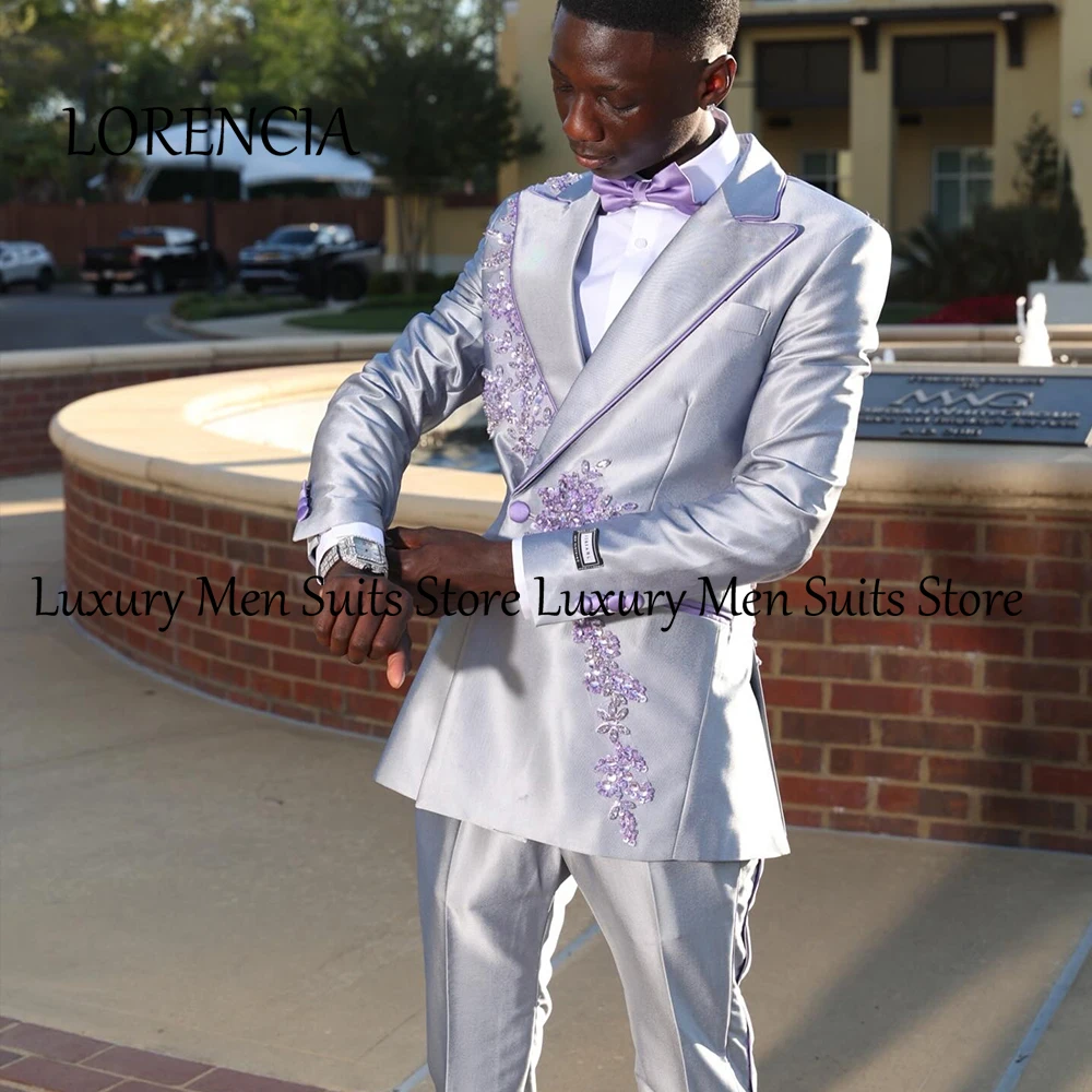 

Leisure Applique Male Suits 2 Pieces Single Breasted Tuxedos Wedding Groom Outfits Customized Blazer Pants trajes para hombre