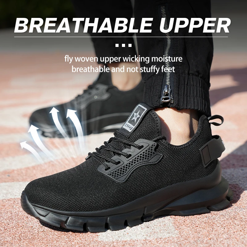 Quality Safety Shoes Men Steel Toe Boots Work Shoes Breathable Lightweight Men Protective Sneakers Puncture-Proof Security Shoes