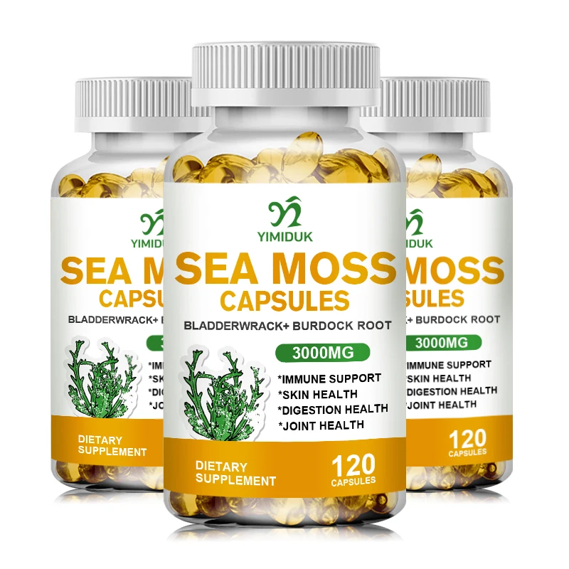 

Organic Irish Sea Moss Capsules Supplement - Burdock Root and Bladderwrack for Immune Support, Joint and Gut Health Help