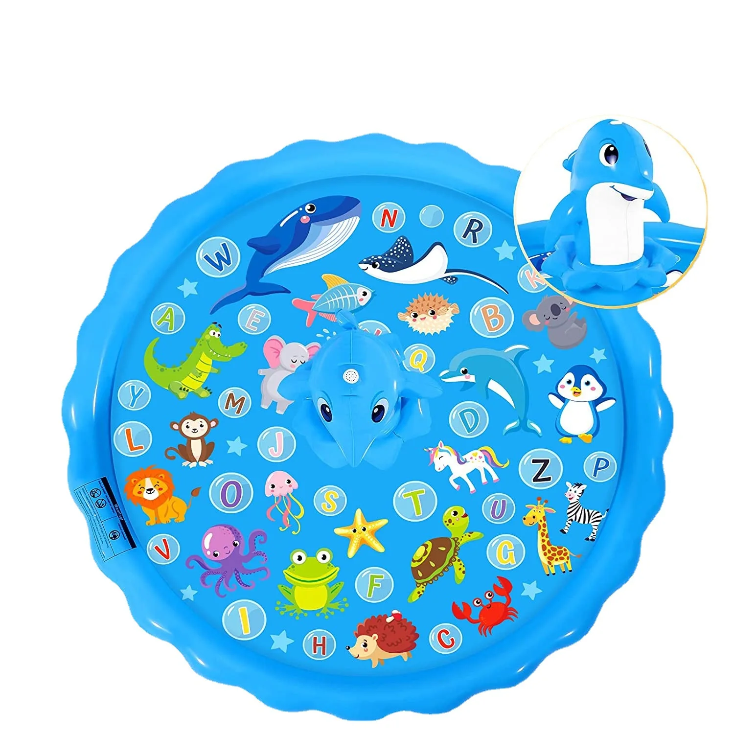 

Manufacturer PVC inflatable dinosaur waters spray mat, dolphin throwing ferrule waters spray mat outdoor water game mat