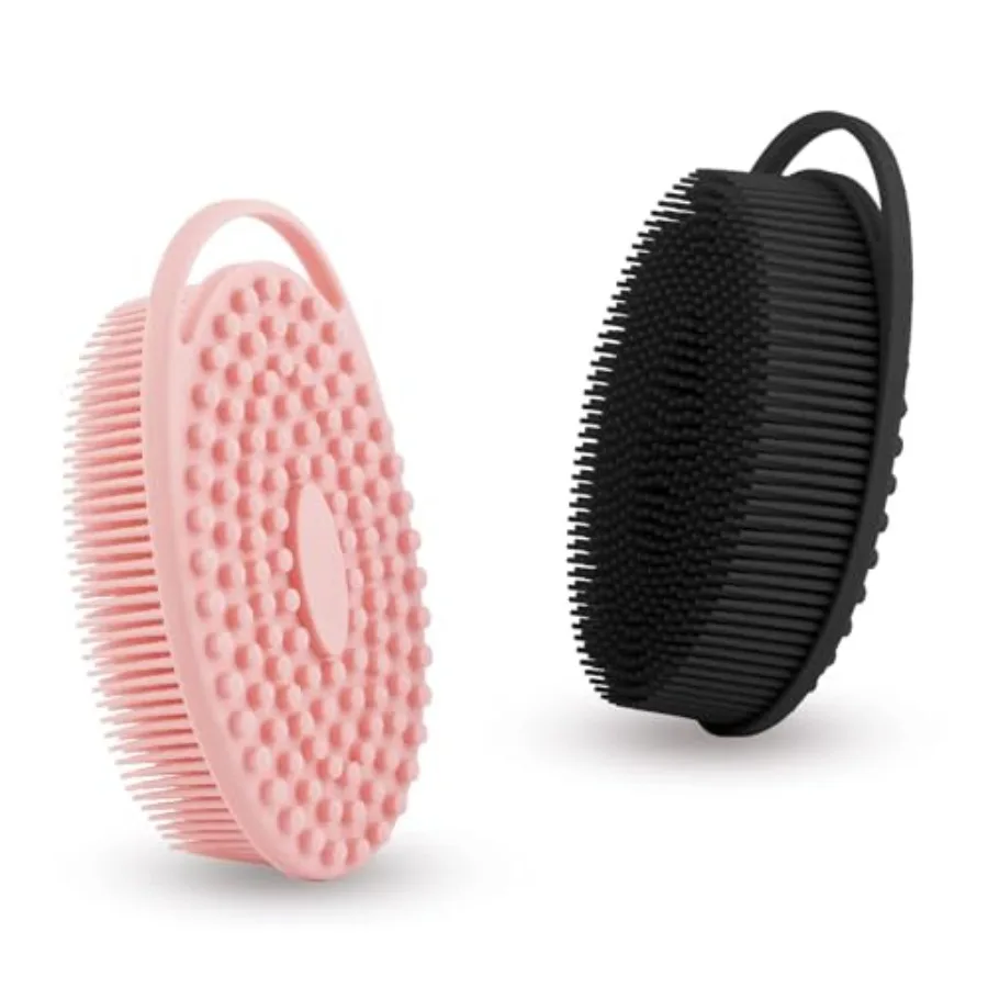 Soft Silicone Body Scrubber 2 PCS Silicone Body Shower, Silicone Loofah 2 in 1 Bath and Shampoo Brush, Body Scrubber Shower Cle