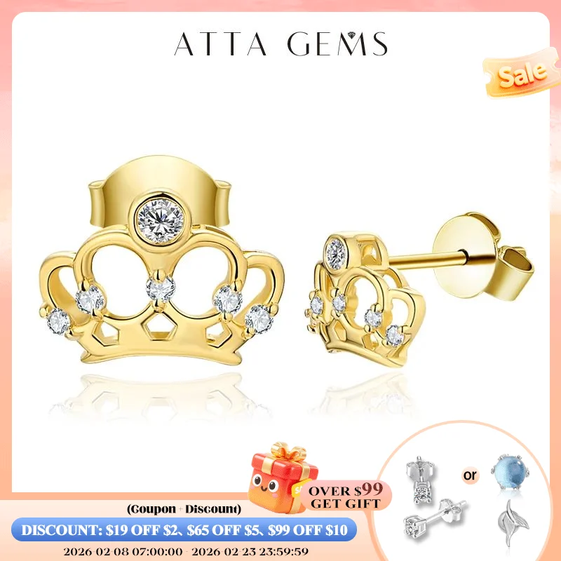 

Attagems, серьги в форме короны, женские серьги из стерлингового серебра 925 пробы в классическом стиле, корейские модные маленькие серьги, серьги в форме сердца, подарок