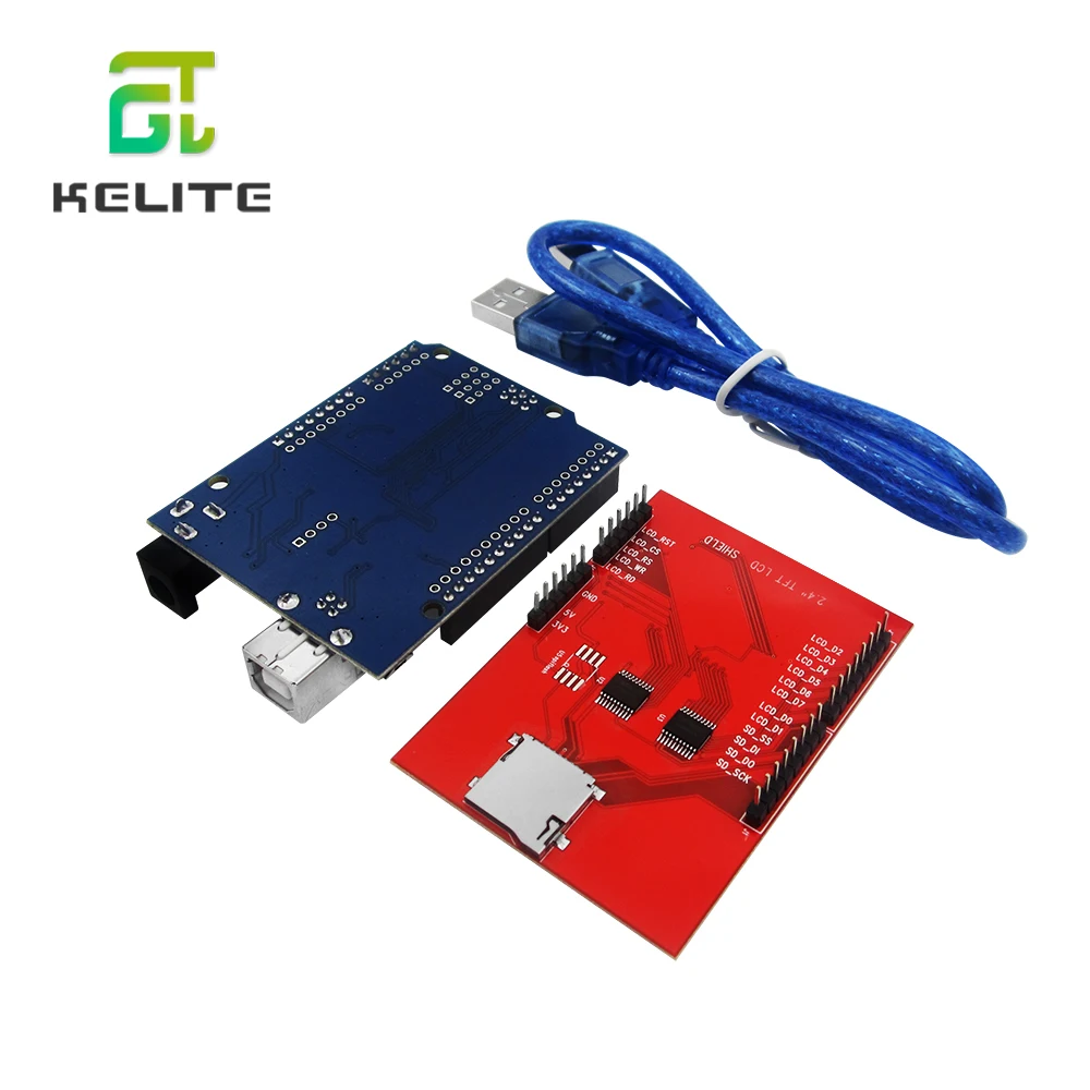 HAILANGNIAO 1pcs UNO R3 MEGA328P + 1pcs 2.4 Inch TFT Touch LCD Screen Module