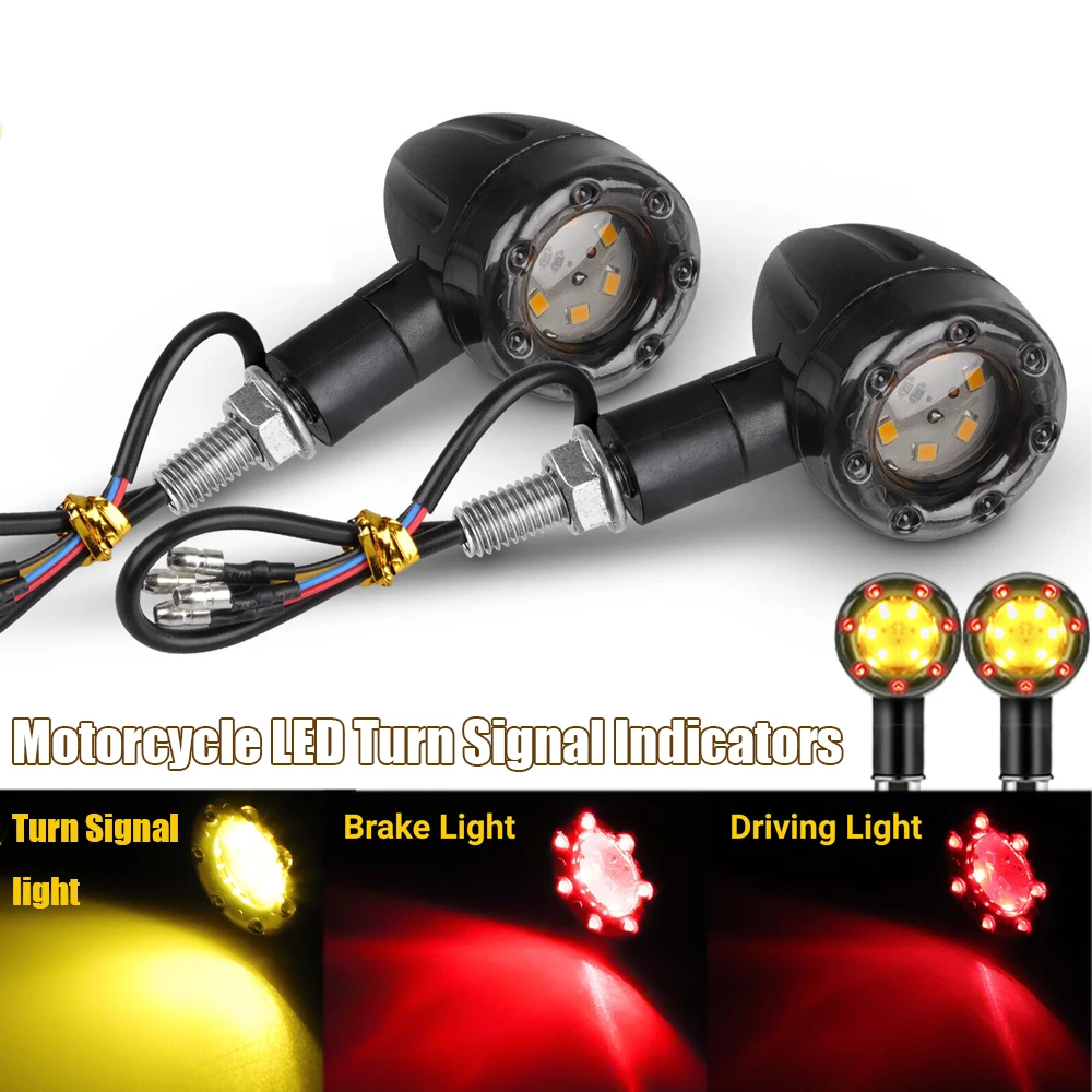 

2/4Pcs Motorcycle LED Turn Signal Indicators Stop Light Mini Bullet Warning Blinker Light Brake Flash Lights Motor Accessories