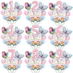 Flower Fairy Balloons Set Butterfly Balloon 1-9th Birthday Decorations for Girls Butterfly Theme Birthday Party Supplies Decor